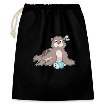 Poisson phoque - Sac cadeau 40 x 50 cm - noir - Devant