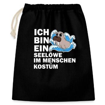 Walross - Geschenkbeutel aus Baumwolle (40 x 50 cm) - Schwarz - Vorne