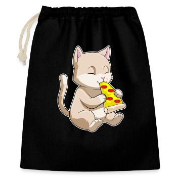 Pizza au chat - Sac cadeau 40 x 50 cm - noir - Devant