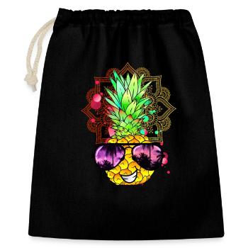 Ananas Mandala - Geschenkbeutel aus Baumwolle (40 x 50 cm) - Schwarz - Vorne