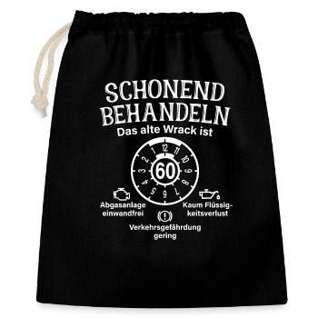 Schonend Behandeln 60. Geburtstag Altes Wrack 60 - Geschenkbeutel aus Baumwolle (40 x 50 cm) - Schwarz - Vorne