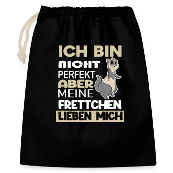 Frettchen - Geschenkbeutel aus Baumwolle (40 x 50 cm) - Schwarz - Vorne