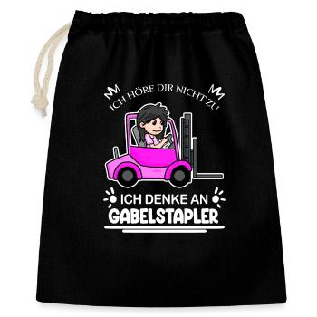 Staplerfahrerin Gabelstapler Lager Logistik Damen - Geschenkbeutel aus Baumwolle (40 x 50 cm) - Schwarz - Vorne