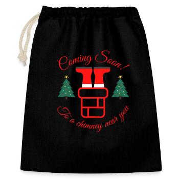 Coming Soon to a chimney near you funny Christmas - Geschenkbeutel aus Baumwolle (40 x 50 cm) - Schwarz - Vorne