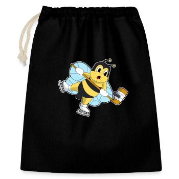 Biene Eishockey Eishockeyschläger - Geschenkbeutel aus Baumwolle (40 x 50 cm) - Schwarz - Vorne