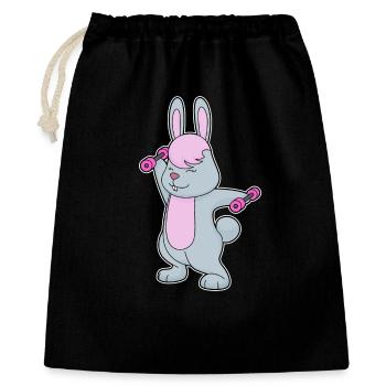 Hase Bodybuilder Hanteln Bodybuilding - Geschenkbeutel aus Baumwolle (40 x 50 cm) - Schwarz - Vorne