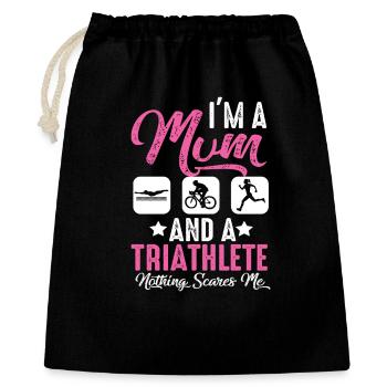 Ich Bin Eine Mutter Und Ein Triathlet - Geschenkbeutel aus Baumwolle (40 x 50 cm) - Schwarz - Vorne