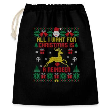 All I want is a reindeer funny ugly Christmas - Gift Bag 40 x 50 cm - black - Front