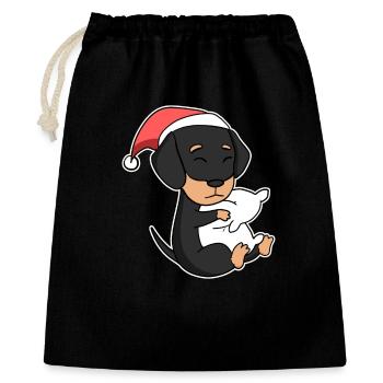 Dachshund dog Christmas sleep tired - Gift Bag 40 x 50 cm - black - Front