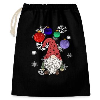 Gnome Christmas Elves with Snowflakes - Gift Bag 40 x 50 cm - black - Front