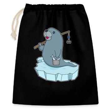 Pêche à la canne à pêche pour les pêcheurs de phoques - Sac cadeau 40 x 50 cm - noir - Devant