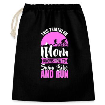 Triathlon Mutter - Geschenkbeutel aus Baumwolle (40 x 50 cm) - Schwarz - Vorne