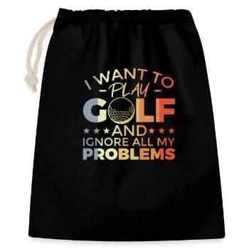 Lustiger Golf Spruch - Geschenkbeutel aus Baumwolle (40 x 50 cm) - Schwarz - Vorne