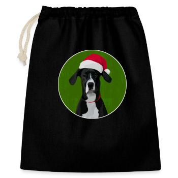 Grand chien danois au chapeau de père Noël pour Noël - Sac cadeau 40 x 50 cm - noir - Devant