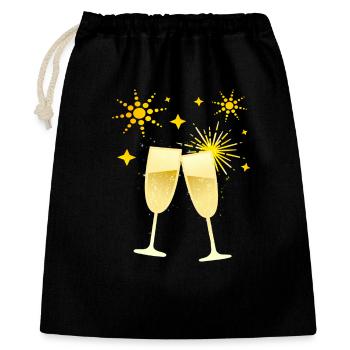 Cheers! Sektgläser mit Feuerwerk - Geschenkbeutel aus Baumwolle (40 x 50 cm) - Schwarz - Vorne