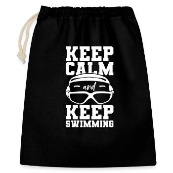 Keep Calm And Keep Swimming - Geschenkbeutel aus Baumwolle (40 x 50 cm) - Schwarz - Vorne