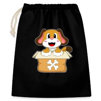 Hund Karton - Geschenkbeutel aus Baumwolle (40 x 50 cm) - Schwarz - Vorne