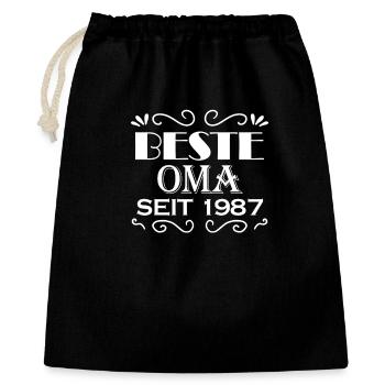 Beste Oma seit 1987 - Oma Geschenk - Geschenkbeutel aus Baumwolle (40 x 50 cm) - Schwarz - Vorne