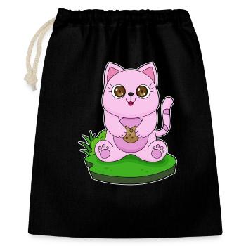Katze Cookie - Geschenkbeutel aus Baumwolle (40 x 50 cm) - Schwarz - Vorne