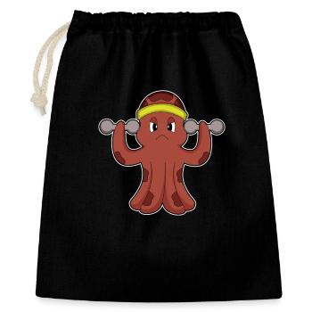 Krake Bodybuilder Hanteln Bodybuilding - Geschenkbeutel aus Baumwolle (40 x 50 cm) - Schwarz - Vorne