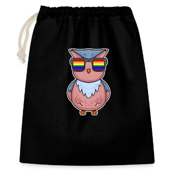 Arc-en-ciel - Hibou avec lunettes - Sac cadeau 40 x 50 cm - noir - Devant
