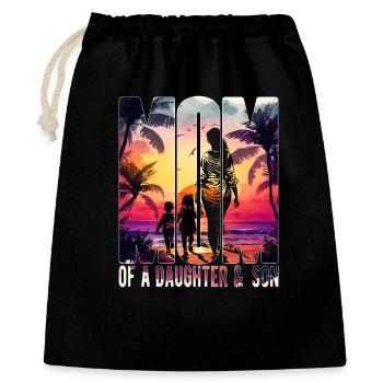 Mère avec fille Fils Fête des mères Plage Maman Enfant - Sac cadeau 40 x 50 cm - noir - Devant