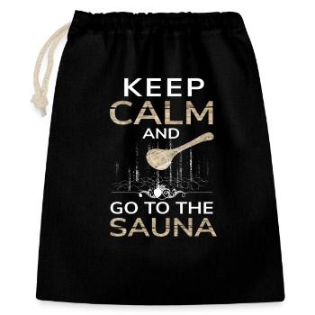Restez calme et allez au sauna - Sac cadeau 40 x 50 cm - noir - Devant