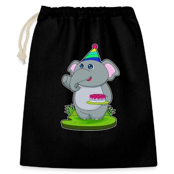 Elefant Geburtstag Kuchen - Geschenkbeutel aus Baumwolle (40 x 50 cm) - Schwarz - Vorne
