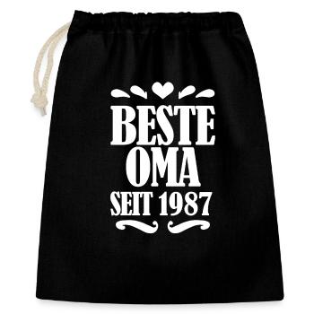 Beste Oma seit 1987 - Oma Geschenk - Geschenkbeutel aus Baumwolle (40 x 50 cm) - Schwarz - Vorne