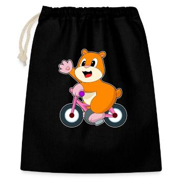 Hamster Fahrrad - Geschenkbeutel aus Baumwolle (40 x 50 cm) - Schwarz - Vorne