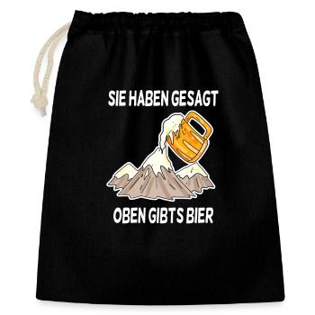 Bier Berg Berge Spruch - Geschenkbeutel aus Baumwolle (40 x 50 cm) - Schwarz - Vorne