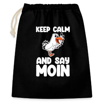 Nordsee Begrüßung Spruch Moin - Geschenkbeutel aus Baumwolle (40 x 50 cm) - Schwarz - Vorne