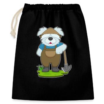Hund Landwirt Spitzhacke Bauernhof - Geschenkbeutel aus Baumwolle (40 x 50 cm) - Schwarz - Vorne