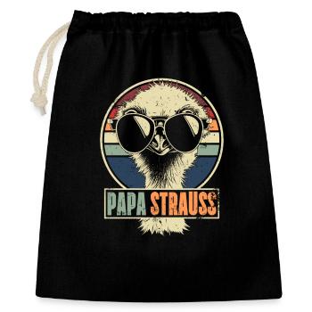 Papa Strauss Retro Emu Laufvogel Sonnenbrille - Geschenkbeutel aus Baumwolle (40 x 50 cm) - Schwarz - Vorne
