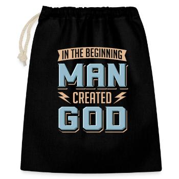 Atheist Man Created God Anti Religion Agnostiker - Geschenkbeutel aus Baumwolle (40 x 50 cm) - Schwarz - Vorne