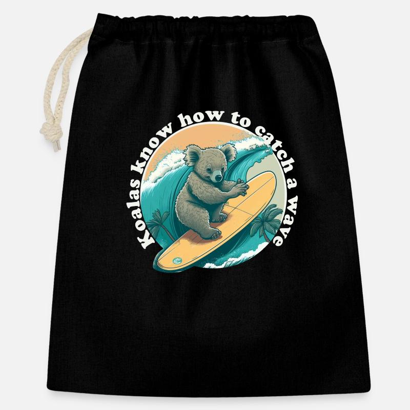 Catch a wave Koalabaer - Gift Bag 40 x 50 cm - black
