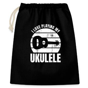 Ich liebe es meine Ukulele zu spielen - Geschenkbeutel aus Baumwolle (40 x 50 cm) - Schwarz - Vorne
