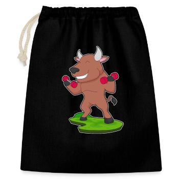 Stier Bodybuilder Hanteln Bodybuilding - Geschenkbeutel aus Baumwolle (40 x 50 cm) - Schwarz - Vorne