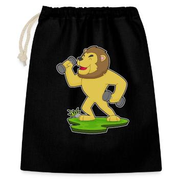 Löwe Bodybuilder Hanteln Bodybuilding - Geschenkbeutel aus Baumwolle (40 x 50 cm) - Schwarz - Vorne