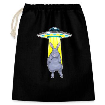 Hase Raumschiff Weltraum - Geschenkbeutel aus Baumwolle (40 x 50 cm) - Schwarz - Vorne