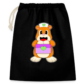 Hamster Krankenschwester Erste-Hilfe-Kasten - Geschenkbeutel aus Baumwolle (40 x 50 cm) - Schwarz - Vorne
