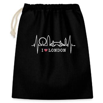 London Herzschlag Skyline England Herz Union Jack - Geschenkbeutel aus Baumwolle (40 x 50 cm) - Schwarz - Vorne