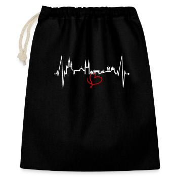 Wiesbaden Skyline Herzschlag Fan Herz Hessen Liebe - Sac cadeau 40 x 50 cm - noir - Devant