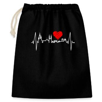 Wiesbaden Skyline Herzschlag Fan Herz Hessen Liebe - Sac cadeau 40 x 50 cm - noir - Devant