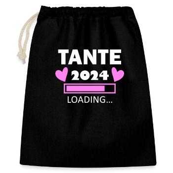 Tante 2024 - Tante werden - Tante loading 2024 - Geschenkbeutel aus Baumwolle (40 x 50 cm) - Schwarz - Vorne
