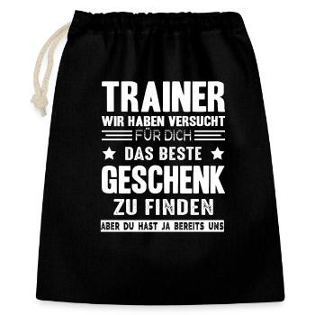 Trainer Abschied Mannschaft Verein Geschenk - Geschenkbeutel aus Baumwolle (40 x 50 cm) - Schwarz - Vorne
