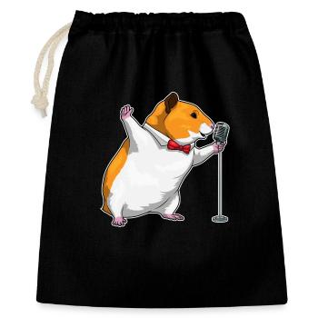 Chanteur de hamster Chant au micro - Sac cadeau 40 x 50 cm - noir - Devant