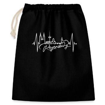 Regensburg Skyline Herzschlag Liebe Regensburger - Geschenkbeutel aus Baumwolle (40 x 50 cm) - Schwarz - Vorne