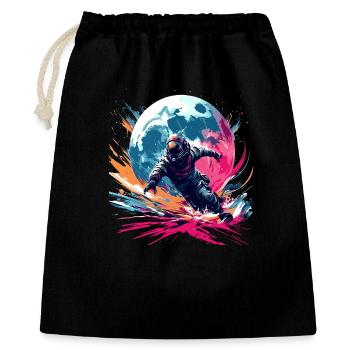 Astronaut Farbenfroh Mondläufer Astro Lauf - Geschenkbeutel aus Baumwolle (40 x 50 cm) - Schwarz - Vorne