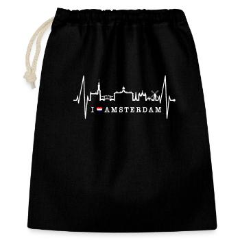Amsterdam Skyline Niederlande Herzschlag Holland - Geschenkbeutel aus Baumwolle (40 x 50 cm) - Schwarz - Vorne
